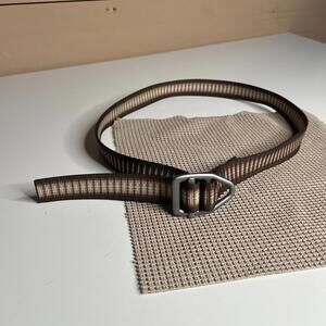 Vintage Bison Designs Web Belt Brown Stripe Made in USA Y2K Streetwear